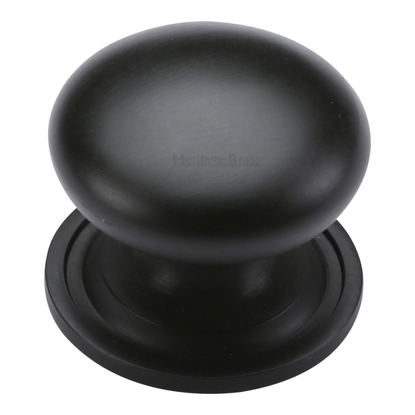 C2240 32-BKMT • 32 x 32 x 28mm • Matt Black • Heritage Brass Mushroom Cabinet Knob